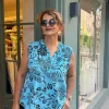 Mavi Kolsuz Desenli Bluz Y2000-1