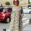 Mavi Renkli Desenli Elbise BY133