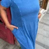 Mavi Taş Desenli Penye Elbise 401