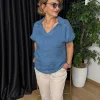 Mavi V Yaka Bluz 18231