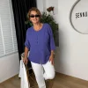 Mor Düğmeli Bluz V-879