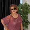 Mürdüm Desenli Şallı Bluz LDV