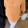 Oranj Çizgili Tek Düğmeli Bluz 20718
