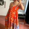 Oranj Desenli Batik Elbise 230188