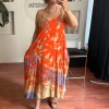 Oranj Desenli Batik Elbise 230188