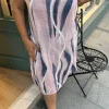 Pembe Dalga Desen Pamuklu Elbise 2793