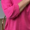 Pembe Dantel Detaylı Salaş Triko Bluz 1382