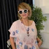 Pudra Keten Kolyeli Desenli Bluz Y4380