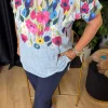 Renkli Desenli Krep Bluz 26-1183