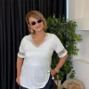 Renkli Desenli Krep Bluz 26-1183