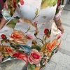 Renkli Gül Desenli Elbise BY133