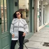 Siyah Beyaz Krep Gömlek 25-2508