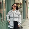Siyah Beyaz Krep Gömlek 25-2508