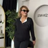 Siyah-beyaz yaka Nakış Detay Bluz 6099