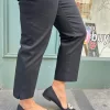 Siyah Bilek Boy Yan Lastikli Kot Pantolon