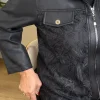 Siyah Çatlak Deri Güpür Bluz 637