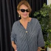 Siyah Çizgili Tek Düğmeli Bluz 20718