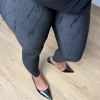 Siyah Dalgıç Kumaş Desenli Tayt 2452B