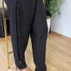 Siyah Dantel Detay Pantolon 002