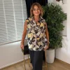 Siyah Desenli Taşlı Kolsuz Gömlek 2610