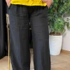 Siyah Keten Pantolon 207-1