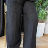 Siyah Keten Pantolon 207-1