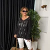Siyah Merserize Triko Bluz 1150
