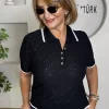 Siyah Polo Yaka Düğmeli Triko Kazak B-84013