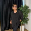 Siyah Taşlı Şifon Abiye Takım 3363