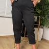 Siyah Tokalı Hasır Kemerli Pantolon 53176