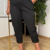 Siyah Tokalı Hasır Kemerli Pantolon 53176