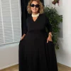 Siyah V Yaka Elbise 24622