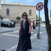Siyah V Yaka Taşlı Elbise 26YB2530