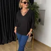 Siyah V Yaka Uzun Kollu Bluz 20725
