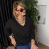 Siyah V Yaka Uzun Kollu Bluz 20725