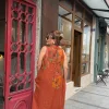 Tarçın Kır Çiçekleri Sıfır Kol Keten Elbise 72401