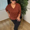 Tarçın Leopar Desenli Triko Kazak Y59100