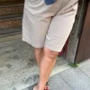 Vizon Çiçek Desen Saten Kemerli Gabardin Şort 8837