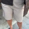 Vizon Çiçek Desen Saten Kemerli Gabardin Şort 8837