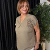 Vizon Çiçek Nakışlı Bluz 20759
