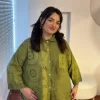 Yağ Yeşili Fistolu Keten Gömlek 4451