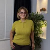 Yağ Yeşili Saç Örme Polo Yaka Kısa Kol Bluz 1380