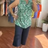 Yeşil Desenli Kolsuz Bluz 0072
