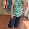 Yeşil Desenli Kolsuz Bluz 0072