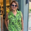 Yeşil Kolsuz Desenli Bluz Y2000-1