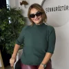 Zümrüt Yeşili Dik Yaka Triko Bluz 8103