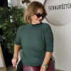 Zümrüt Yeşili Dik Yaka Triko Bluz 8103