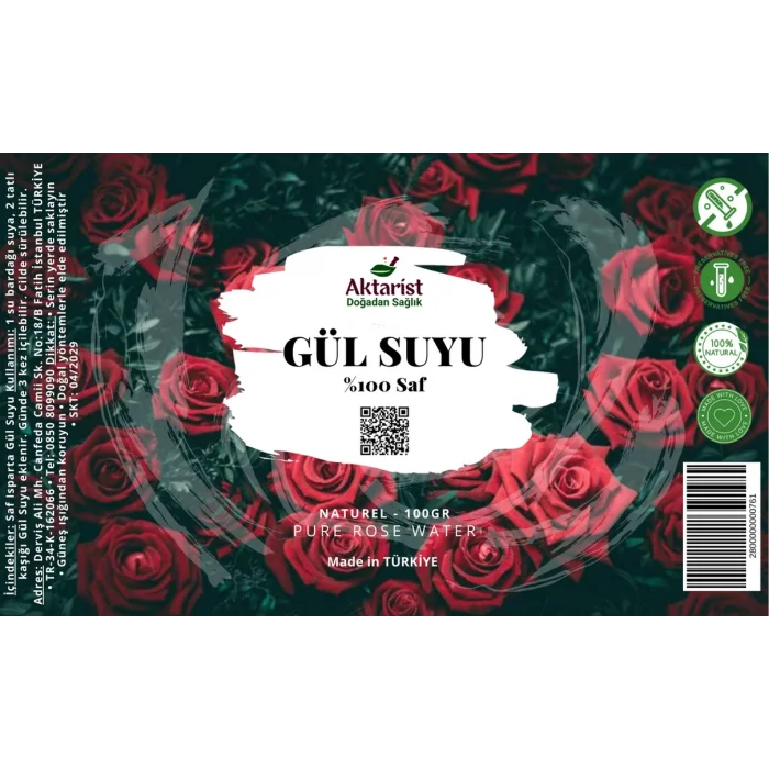 Saf Gül Suyu 100ml Cam Şişe