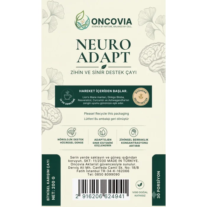 Oncovia Neuro Adapt Tea (200 g) - Zihinsel Canlılık ve Hücresel Denge