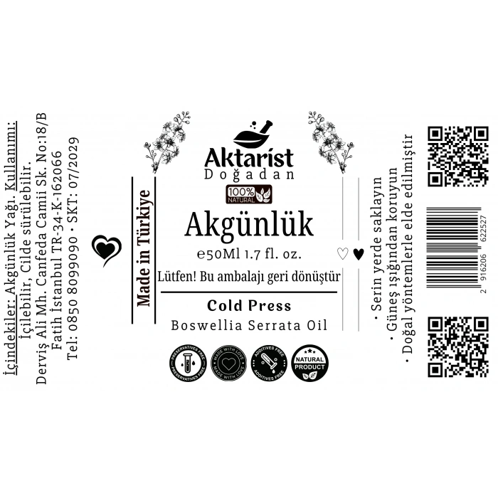 Aktarist Akgünlük Yağı 50Ml